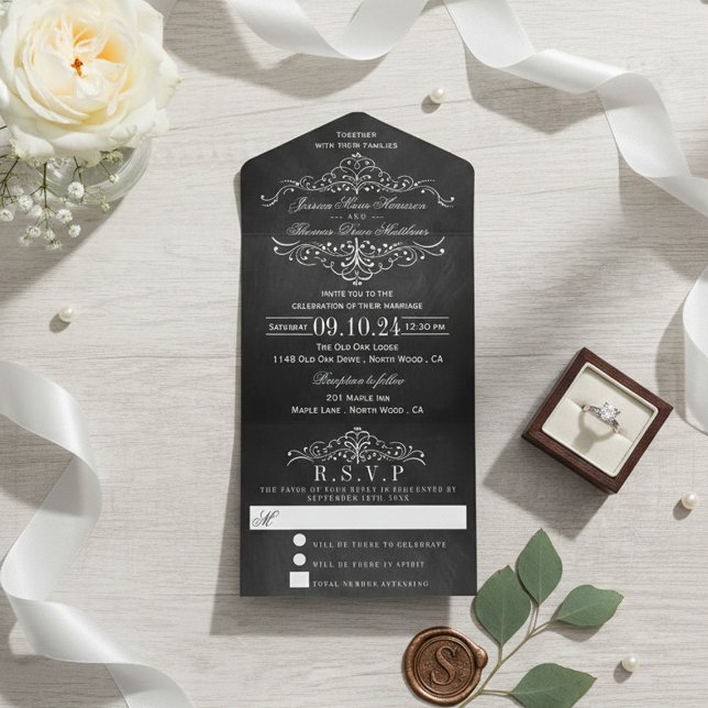 Invitation Tout En Un Collection de Mariages Ornate Chalkboard (Créateur téléchargé)