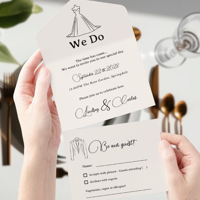 Invitation Tout En Un Collection de Silhouettes de Mariage Simple Modern (Créateur téléchargé)