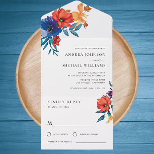 Invitation Tout En Un Coloré Fiesta Floral Mexicain RSVP Mariage