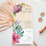 Invitation Tout En Un Coloré Tropical Floral Pêcher Phoque Sceau Et Envo<br><div class="desc">Ce phoque de pêche coloré à fleurs tropicales et envoyer l'invitation tout en un est parfait pour votre destination boho moderne, vert, violet, mariage pêche. Le design présente un élégant bouquet de verdure couleur d'eau de plage classique et des fleurs qui peuvent inclure l'eucalyptus vert sauge, le mauve et la...</div>