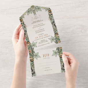 Invitation Tout En Un Columbine Vintage tout en un Mariage Art Nouveau