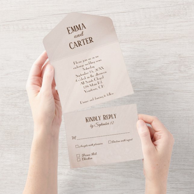 Invitation Tout En Un Conception abstraite du Mariage neutre (Déchirure)