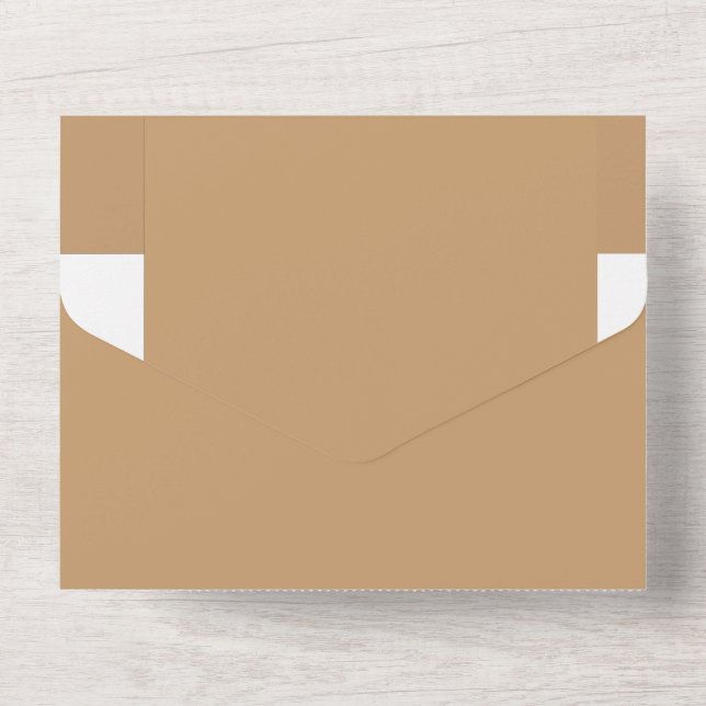 Invitation Tout En Un Conception avec un fond marron et une bordure blan (Verso)