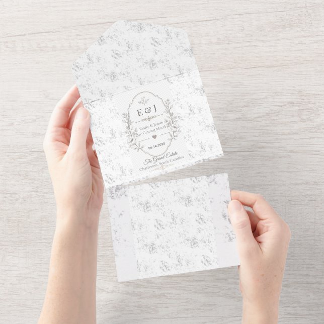 Invitation Tout En Un Conception de célébration de mariage romantique de (Déchirure)