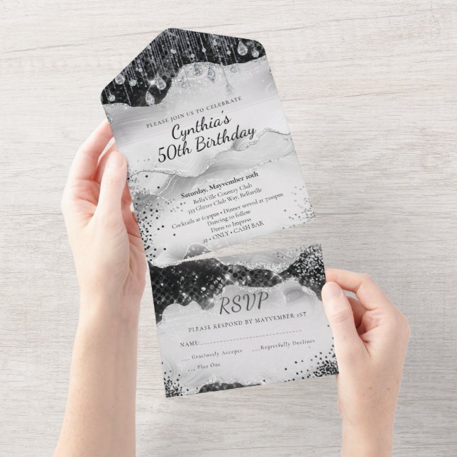 Invitation Tout En Un Conception d'invitation Bling TOUT EN UN (Déchirure)