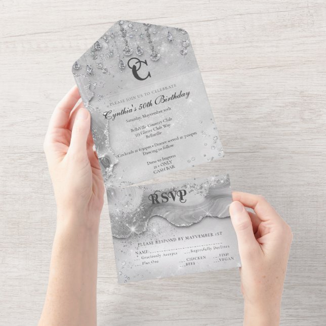 Invitation Tout En Un Conception d'invitation Bling TOUT EN UN (Déchirure)