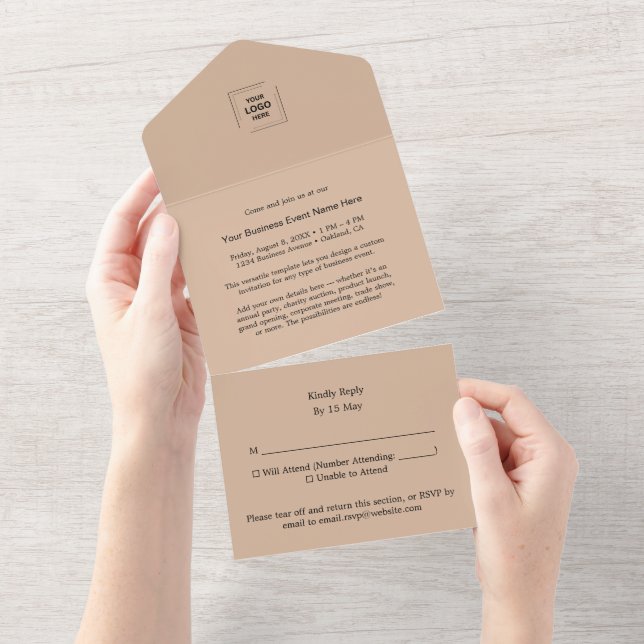 Invitation Tout En Un Conception d'invitation d'événement RSVP d'entrepr (Déchirure)