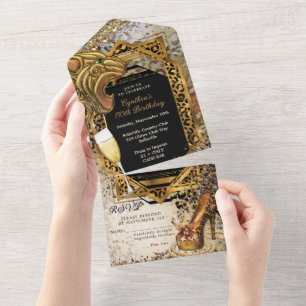 Invitation Tout En Un Conception d'invitation Glamour Léopard TOUT EN UN
