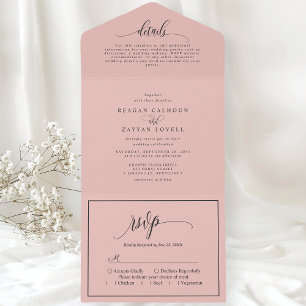 Invitation Tout En Un Corail Rose Simple Moderne Script