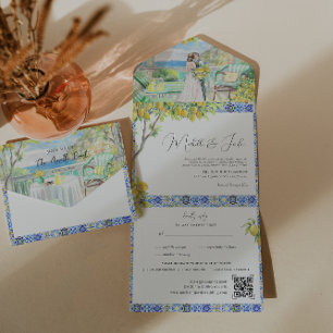 Invitation Tout En Un Côte d'Amalfi   Mariage Carreaux méditerranéens