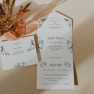 Invitation Tout En Un Coton d'Eucalyptus   Blanc moderne v2