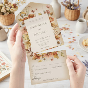 Invitation Tout En Un Cottage rustique Cottage Core Automne Fleur sauvag