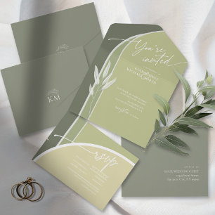 Invitation Tout En Un Couleurs Eucalyptus Mariage Vert ID901