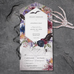 Invitation Tout En Un Couleurs gothiques rustiques Dîner Mariage Hallowe