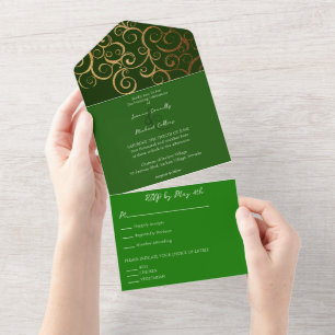 Invitation Tout En Un Couleurs riches avec Mariage or