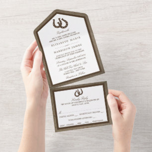 Invitation Tout En Un Country Rustic Horseshoe Sur Burlap Mariage