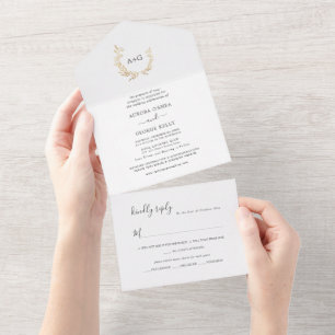 Invitation Tout En Un Couronne de faux or simple PixDezines