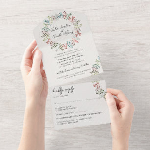 Invitation Tout En Un Couronne de mariage de feuille d'automne d'eucalyp
