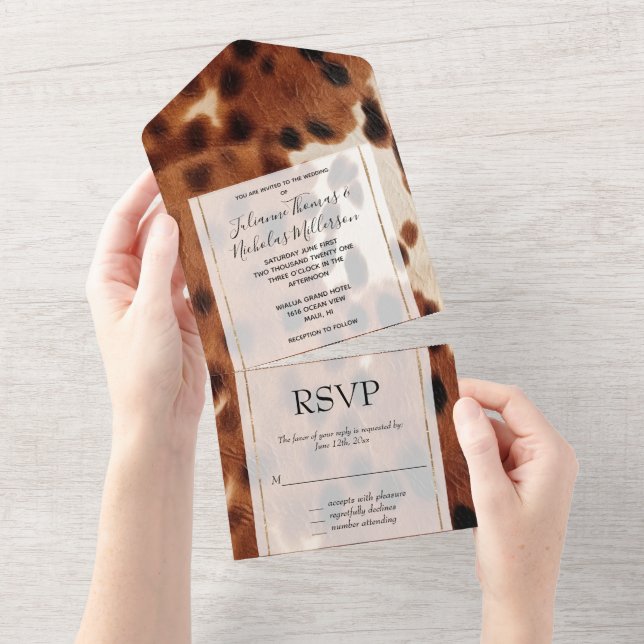 Invitation Tout En Un Cowboy noir Brown occidental (Déchirure)