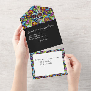 Invitation Tout En Un Crânes à sucre