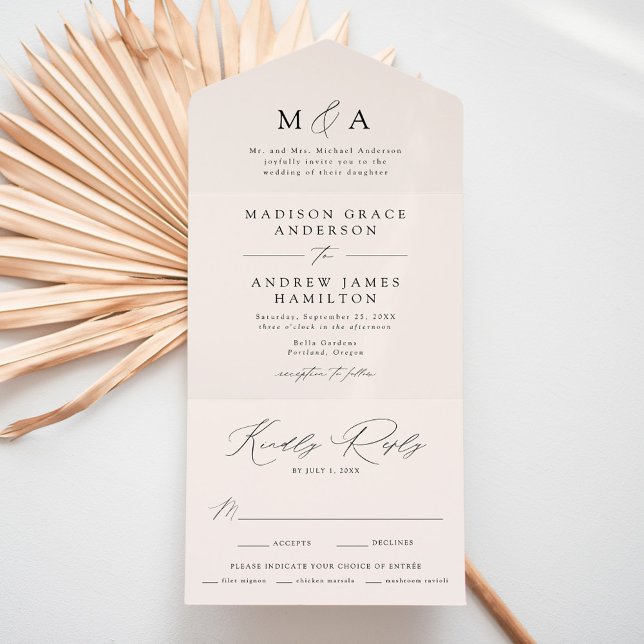 Invitation Tout En Un Cream Modern Elegance Wedding (Créateur téléchargé)