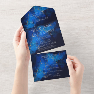 Invitation Tout En Un Créer un bleu foncé or personnalisé