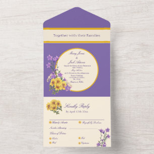 Invitation Tout En Un Crème de mariage du jardin de printemps Goldfinch