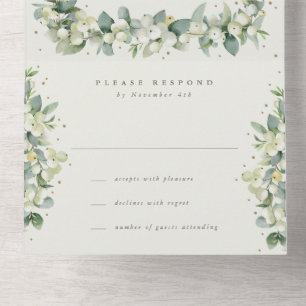 Invitation Tout En Un Crème Snowberry+Eucalyptus Réception hiver uniquem