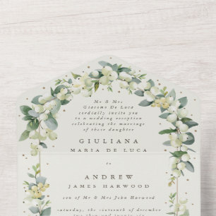 Invitation Tout En Un Crème Symphorine+Eucalyptus Réception de Mariage S