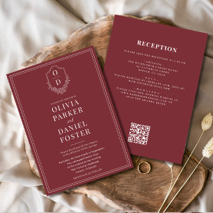 Invitation Tout en un Crest Bourgogne Code QR Mariage