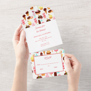 Invitation Tout En Un Crie pour Ice Cream Girls Sweet mignonne Anniversa