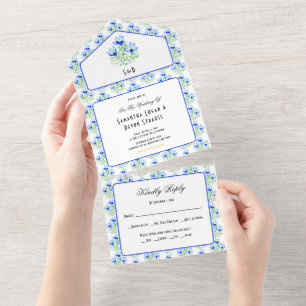 Invitation Tout En Un Crocus bleus blanc tout en un mariage Inviter
