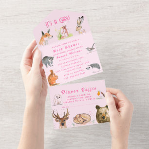 Invitation Tout En Un Cute Woodland Animals C'est un Baby shower de fill