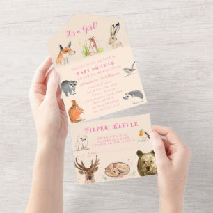 Invitation Tout En Un Cute Woodland Animals C'est un Baby shower de fill