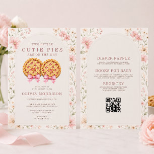 Invitation Tout en Un Cutie Pies Jumeaux Fête Prénatale avec