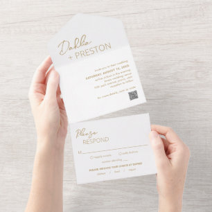 Invitation Tout En Un Dahlia Gold Contemporary Modern Mariage