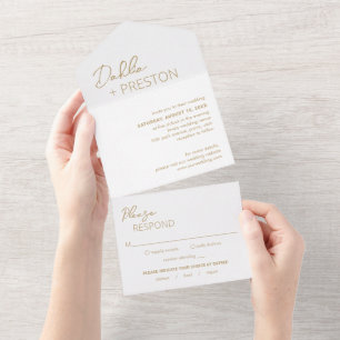 Invitation Tout En Un Dahlia Gold Contemporary Modern Mariage