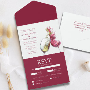 Invitation Tout En Un Danse de vin rouge et blanc Mariage Domaine vitico