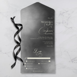 Invitation Tout En Un Dark Moody Midnight Black Fog Dinner Mariage