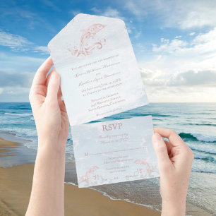 Invitation Tout En Un Dauphin rose en un mariage Invitation