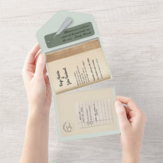 Invitation Tout En Un De la bibliothèque - Livre de mariage classique et