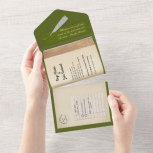 Invitation Tout En Un De la bibliothèque - Livre de mariage classique et