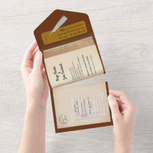 Invitation Tout En Un De la bibliothèque - Livre de mariage classique et