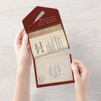 Invitation Tout En Un De la bibliothèque - Livre de mariage classique et