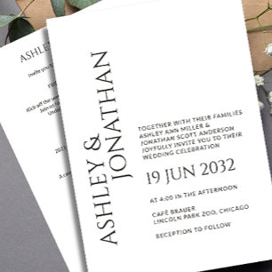 Invitation Tout-en-un de Mariage moderne gras et minimaliste