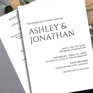 Invitation Tout-en-un de Mariage moderne gras et minimaliste