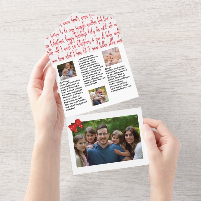 Invitation Tout En Un 🎄 de Noël de famille ✨ Bulletin photo (Déchirure)