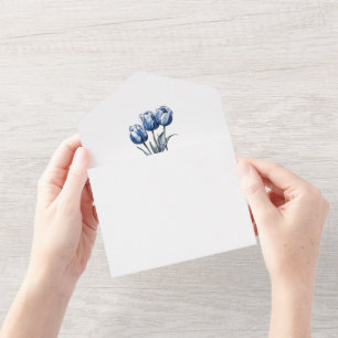 Invitation Tout En Un Delft Tulipe Bleue Luncheon Dames Tout-En-Un