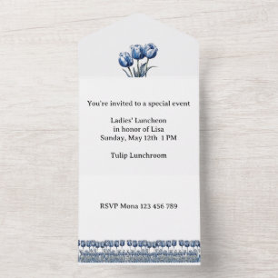 Invitation Tout En Un Delft Tulipe Bleue Luncheon Dames Tout-En-Un