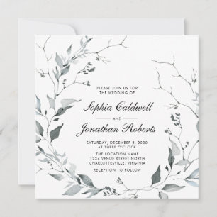 Invitation Tout en un Delicy Wreath Carré hiver Mariage I